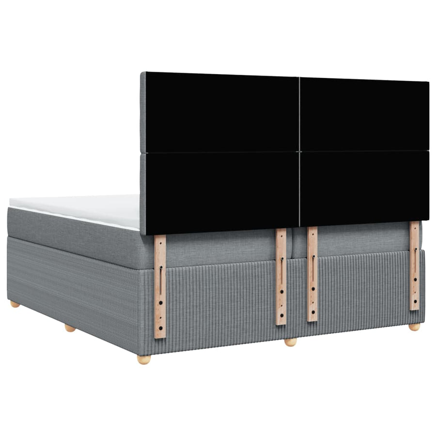 Boxspring met matras stof lichtgrijs 200x200 cm