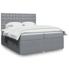 Box spring with mattress light gray fabric 200x200 cm