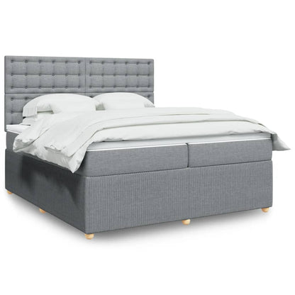Boxspring met matras stof lichtgrijs 200x200 cm