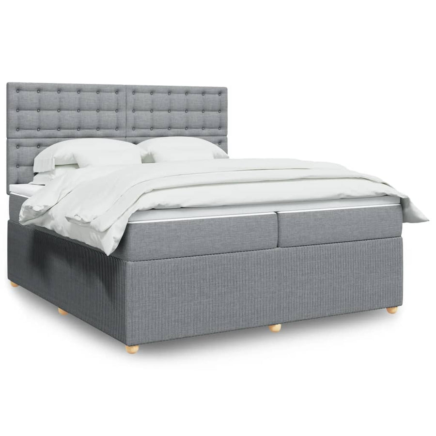 Boxspring met matras stof lichtgrijs 200x200 cm