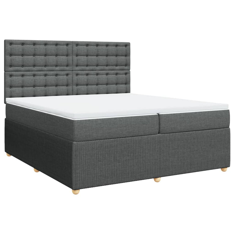 Boxspring met matras stof donkergrijs 200x200 cm