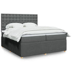 Box spring with dark gray fabric mattress 200x200 cm