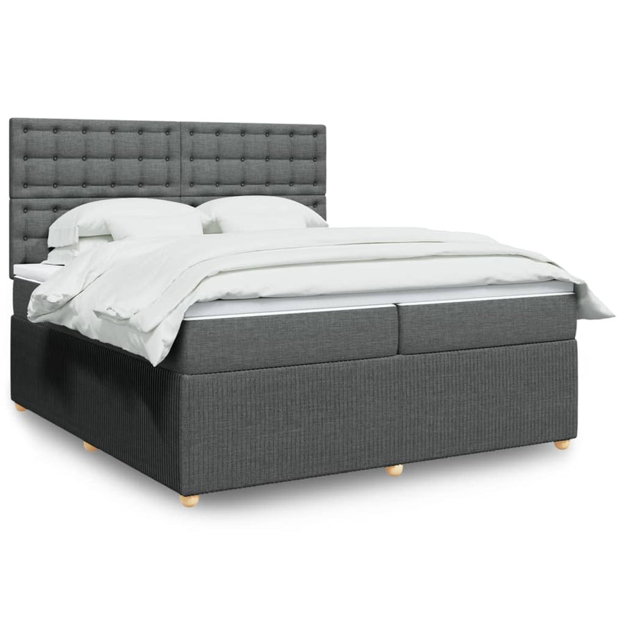 Boxspring met matras stof donkergrijs 200x200 cm