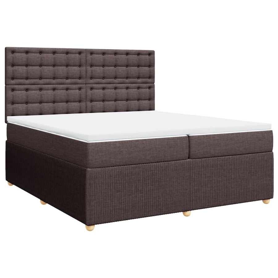 Boxspring met matras stof donkerbruin 200x200 cm