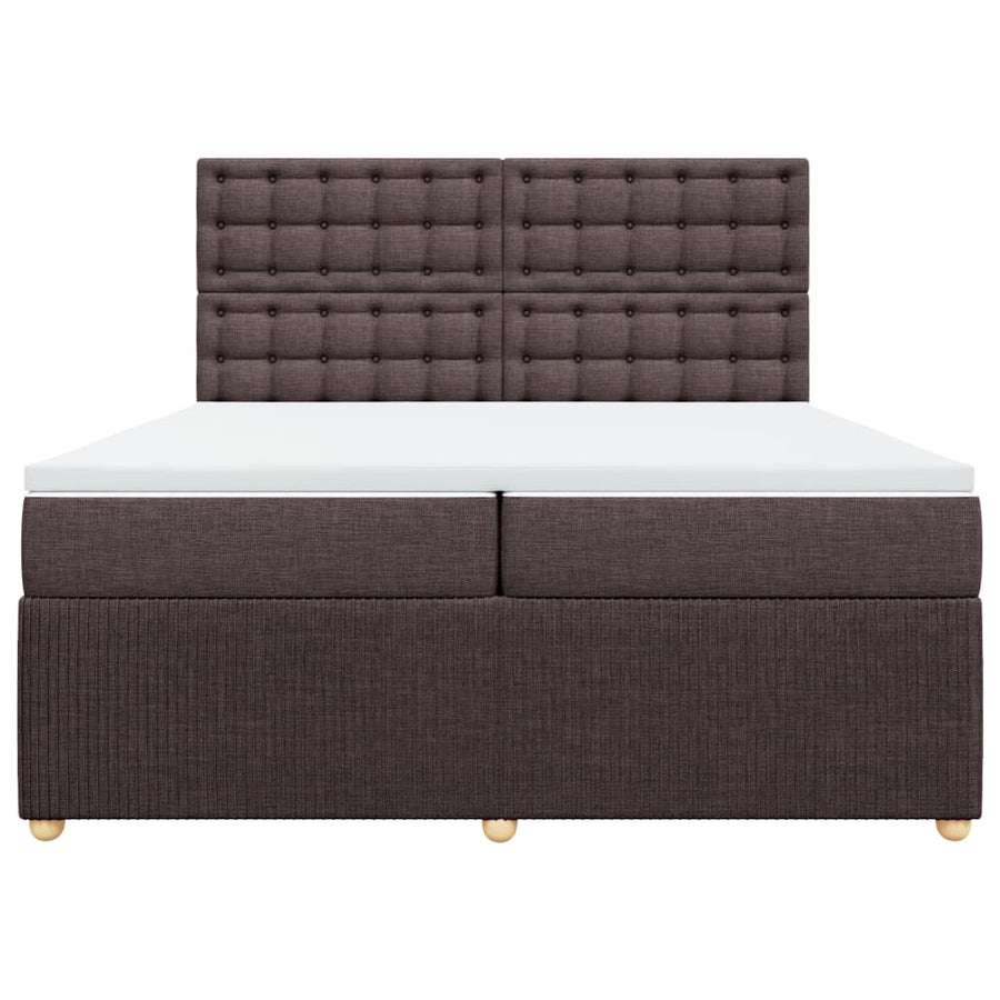 Boxspring met matras stof donkerbruin 200x200 cm