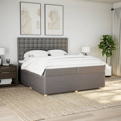Boxspring met matras stof taupe 200x200 cm