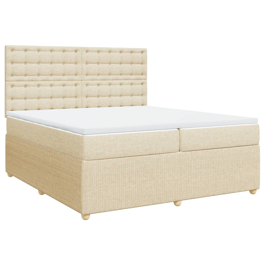 Boxspring met matras stof crèmekleurig 200x200 cm