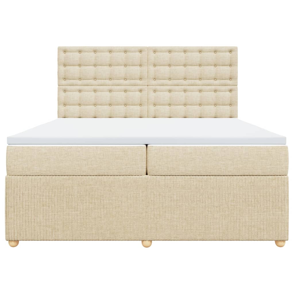 Boxspring met matras stof crèmekleurig 200x200 cm