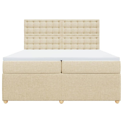 Boxspring met matras stof crèmekleurig 200x200 cm