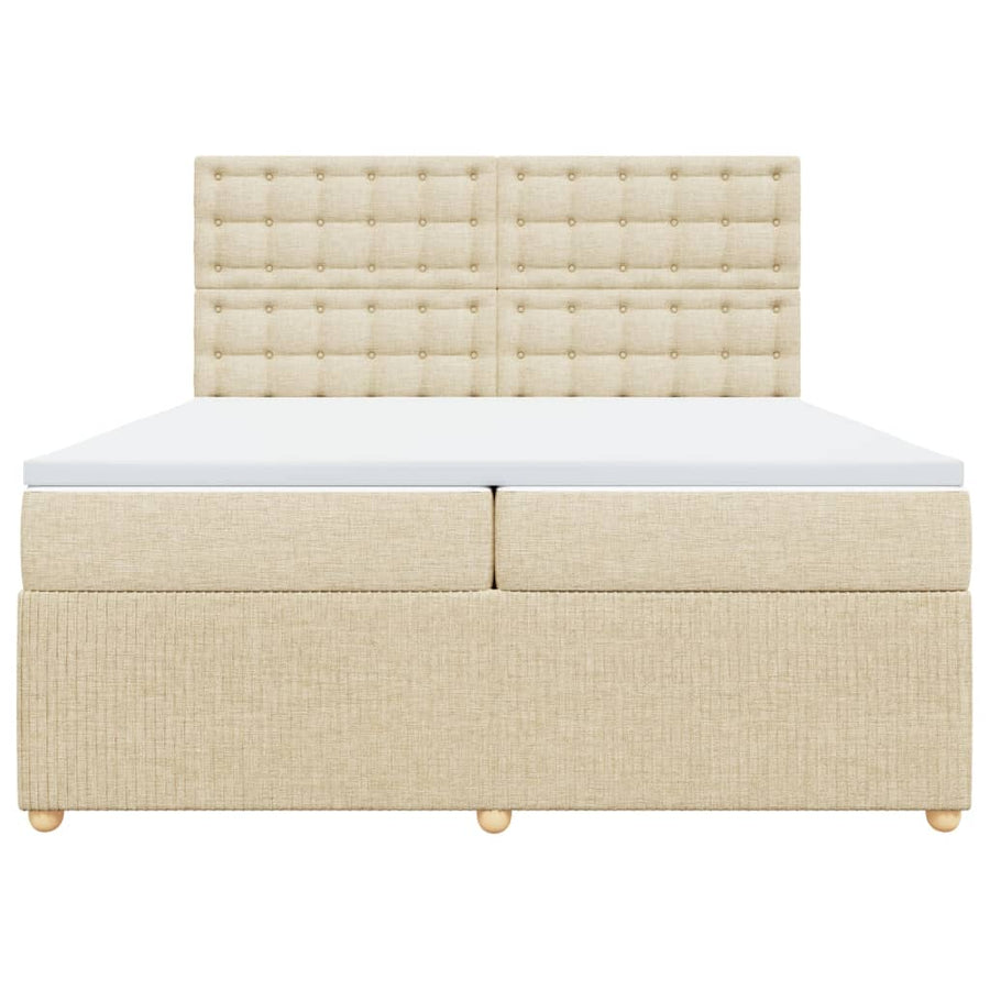 Boxspring met matras stof crèmekleurig 200x200 cm
