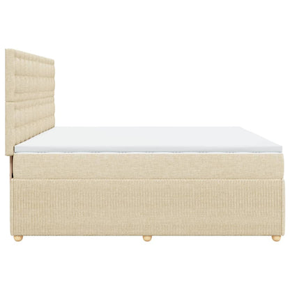 Boxspring met matras stof crèmekleurig 200x200 cm