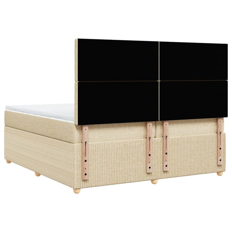 Boxspring met matras stof crèmekleurig 200x200 cm