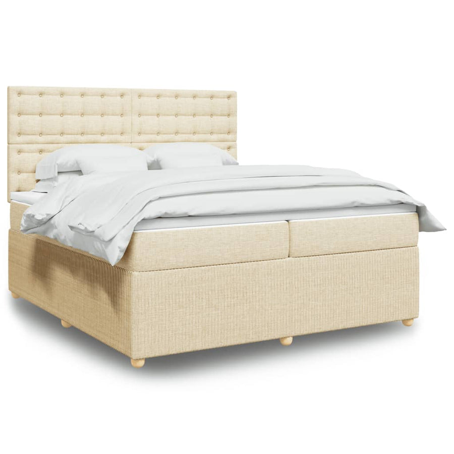 Boxspring met matras stof crèmekleurig 200x200 cm