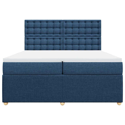 Boxspring met matras stof blauw 200x200 cm