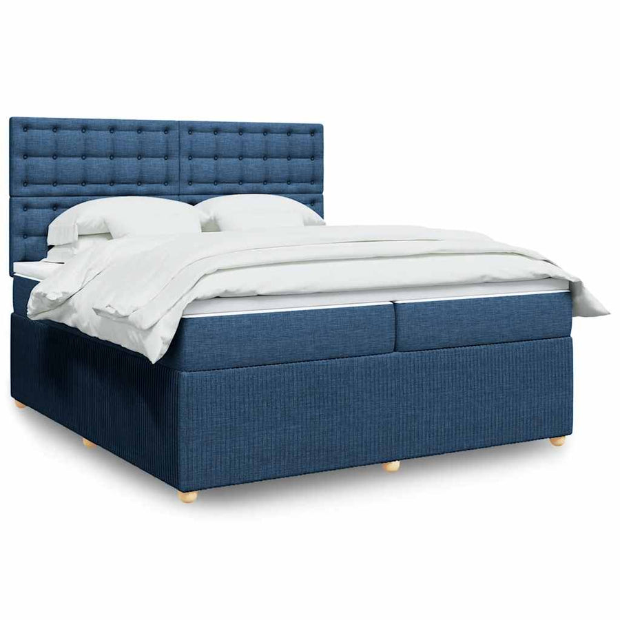 Boxspring met matras stof blauw 200x200 cm