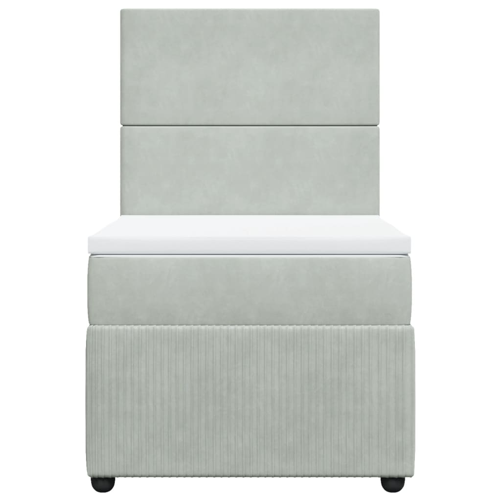 Boxspring met matras fluweel lichtgrijs 80x200 cm