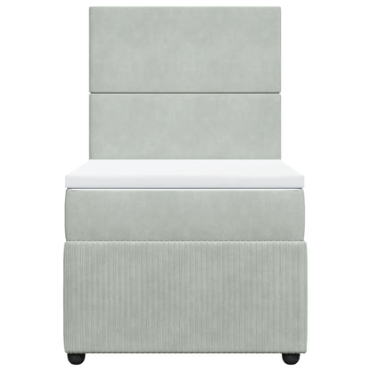 Boxspring met matras fluweel lichtgrijs 80x200 cm
