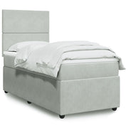 Box spring with velvet light gray mattress 80x200 cm