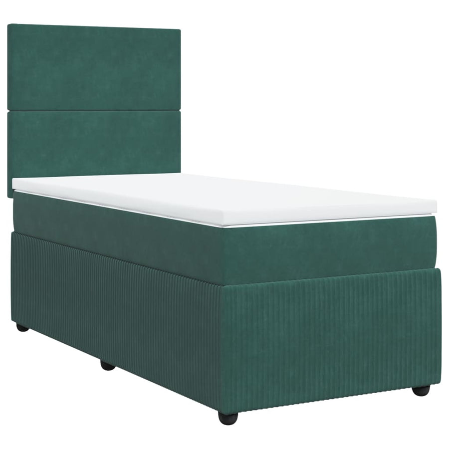 Boxspring met matras fluweel donkergroen 80x200 cm