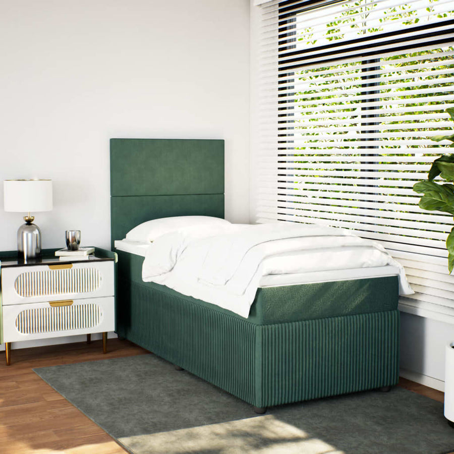 Boxspring met matras fluweel donkergroen 80x200 cm