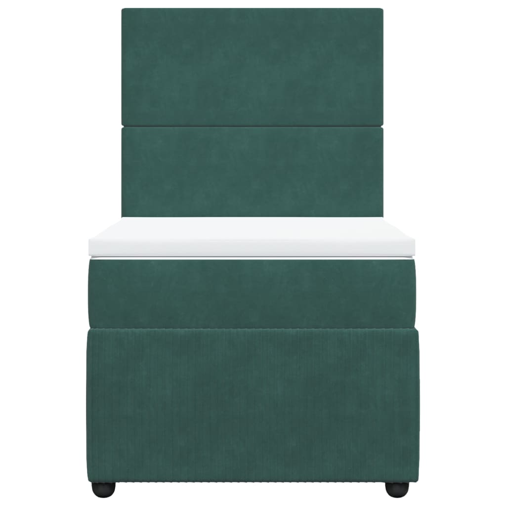 Boxspring met matras fluweel donkergroen 80x200 cm