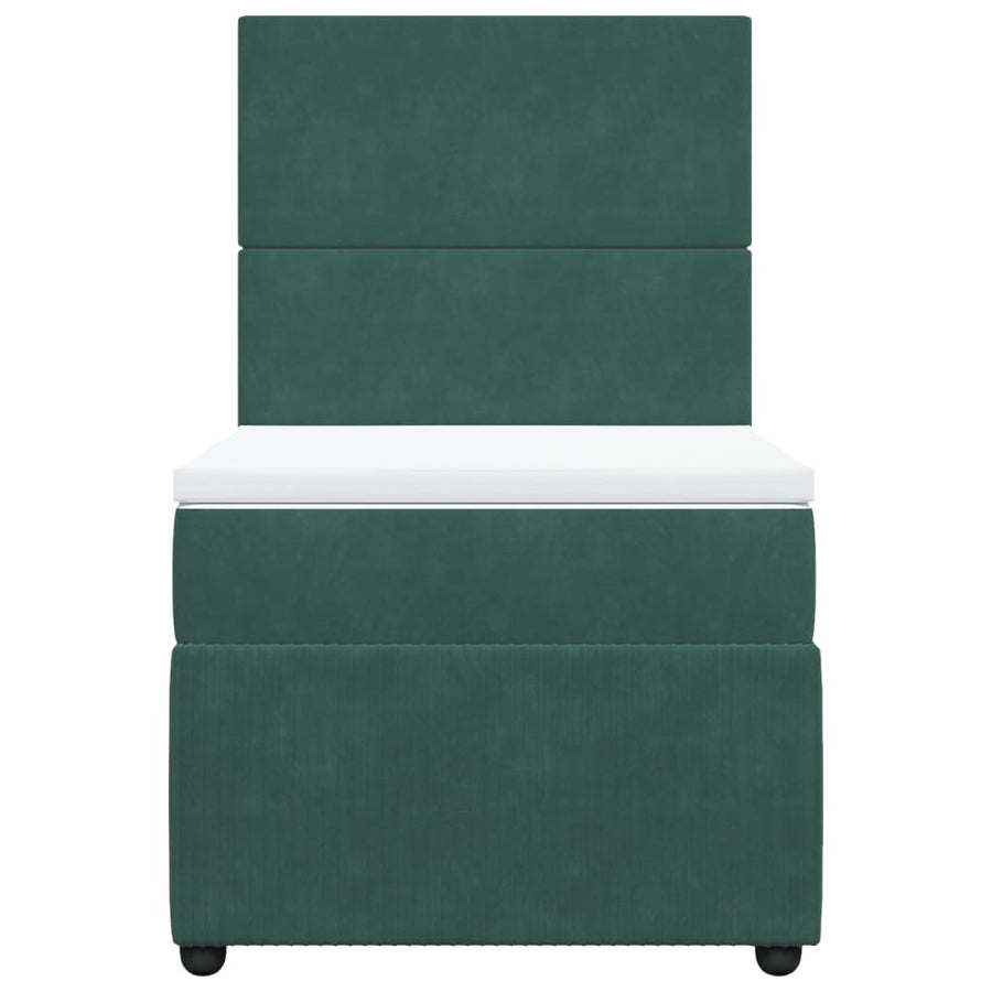 Boxspring met matras fluweel donkergroen 80x200 cm
