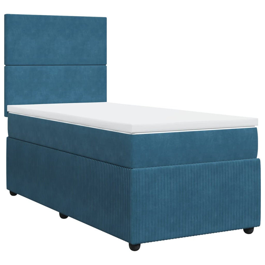 Boxspring met matras fluweel donkerblauw 80x200 cm