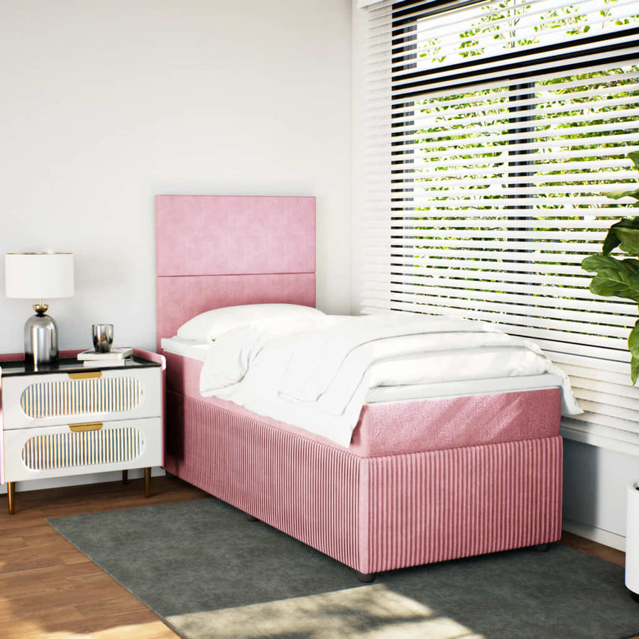 Boxspring met matras fluweel roze 80x200 cm