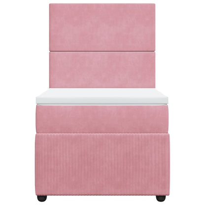 Boxspring met matras fluweel roze 80x200 cm