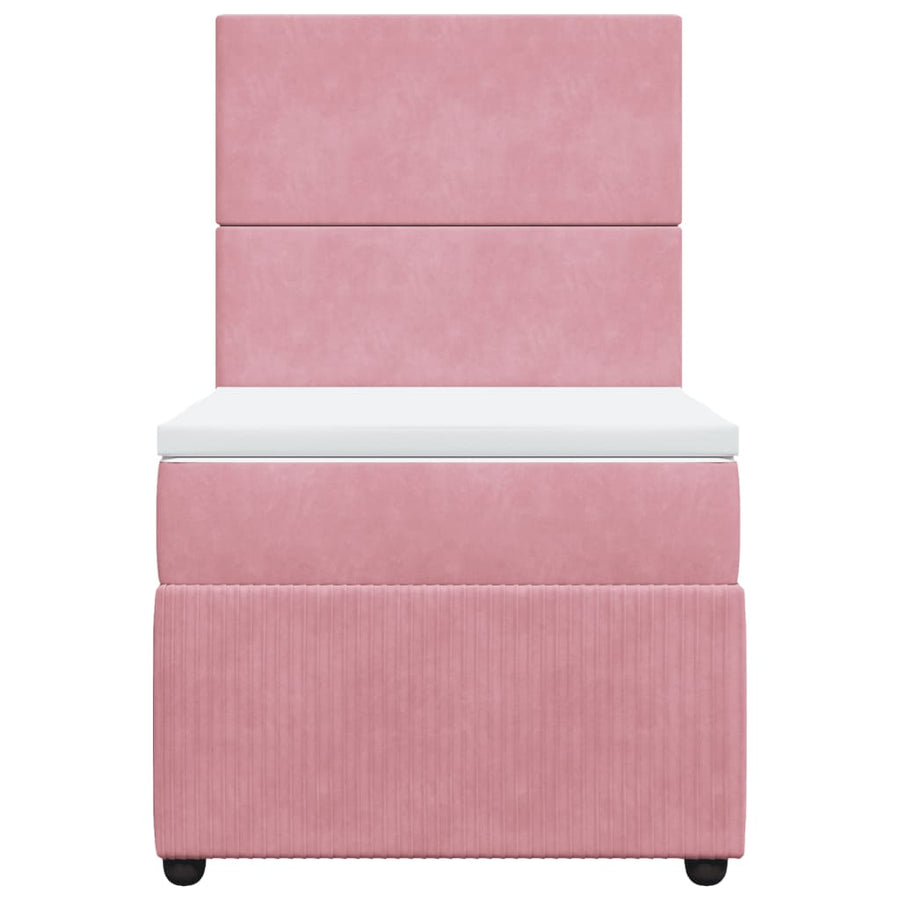 Boxspring met matras fluweel roze 80x200 cm