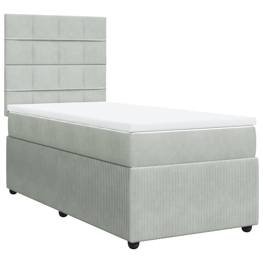 Boxspring met matras fluweel lichtgrijs 80x200 cm