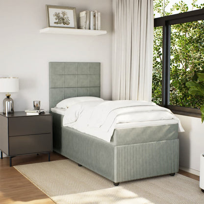 Boxspring met matras fluweel lichtgrijs 80x200 cm