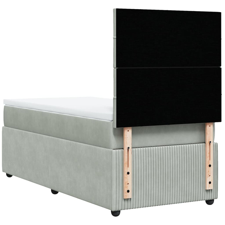 Boxspring met matras fluweel lichtgrijs 80x200 cm