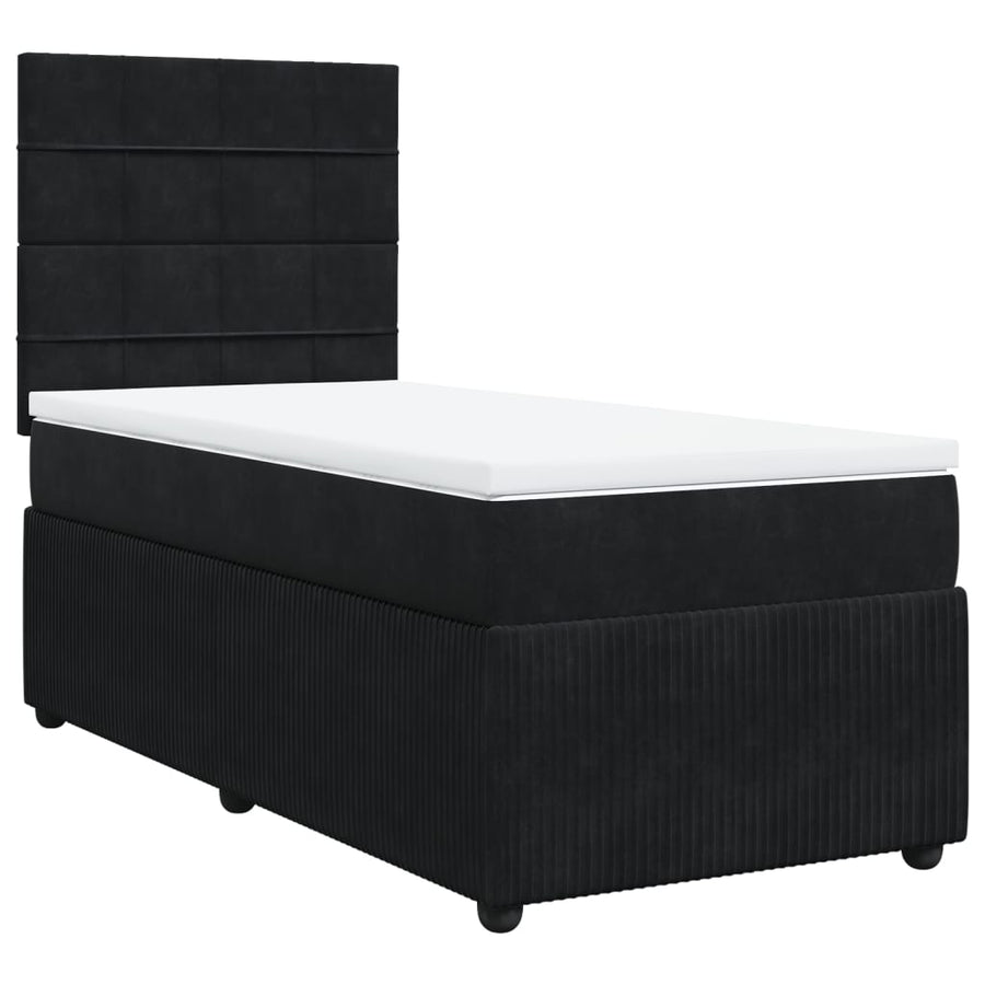 Boxspring met matras fluweel zwart 80x200 cm