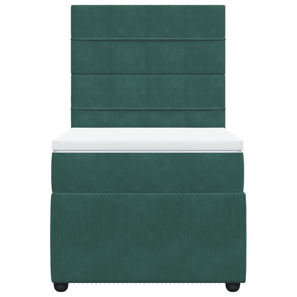 Boxspring met matras fluweel donkergroen 80x200 cm
