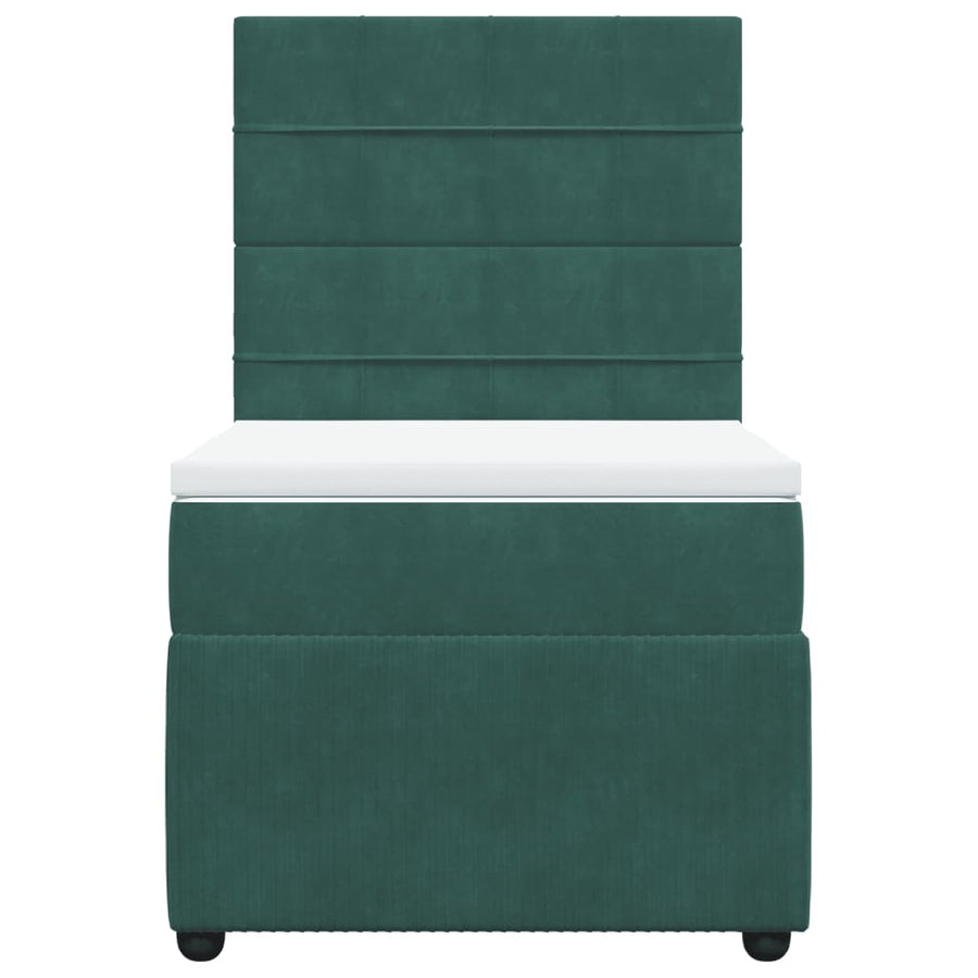 Boxspring met matras fluweel donkergroen 80x200 cm