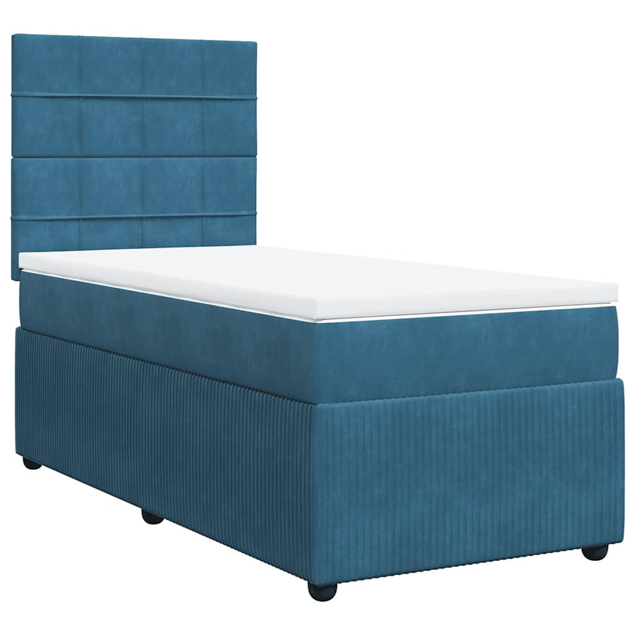 Boxspring met matras fluweel donkerblauw 80x200 cm