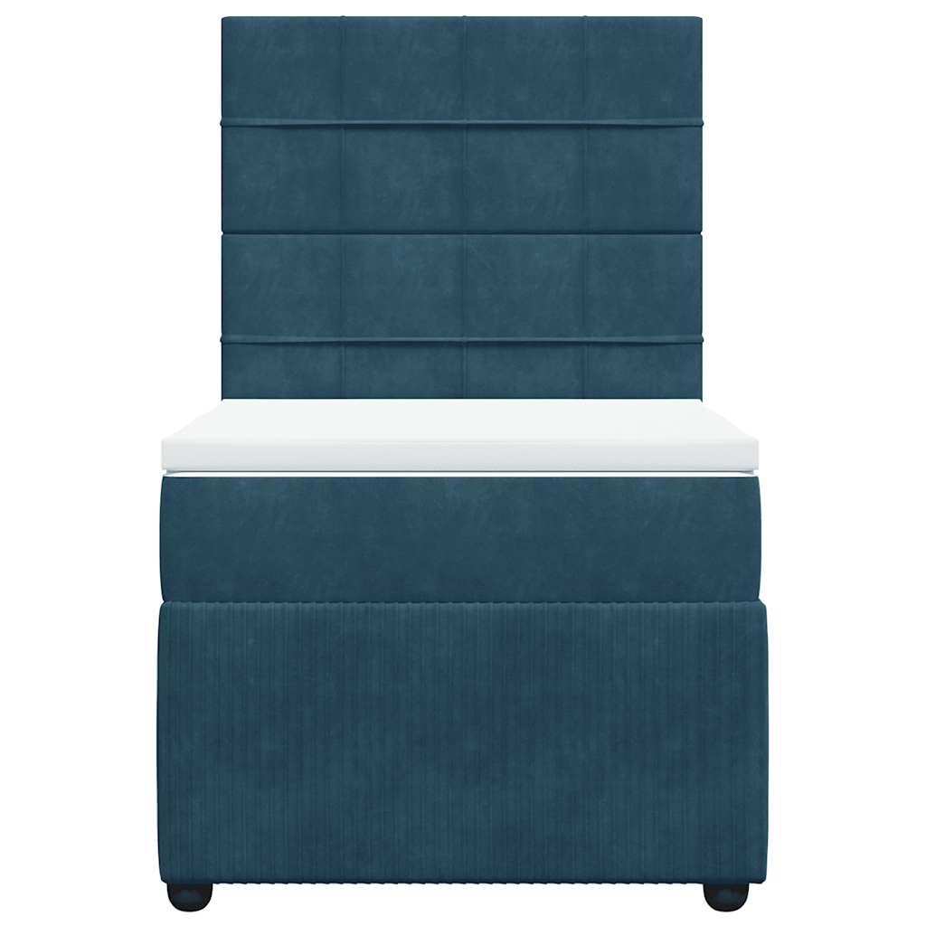 Boxspring met matras fluweel donkerblauw 80x200 cm