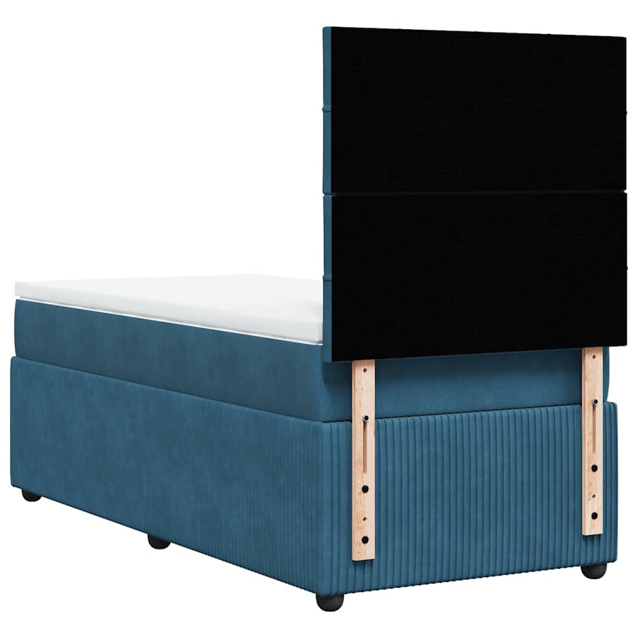 Boxspring met matras fluweel donkerblauw 80x200 cm