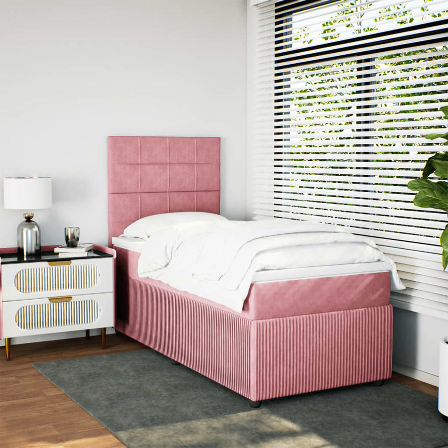 Boxspring met matras fluweel roze 80x200 cm