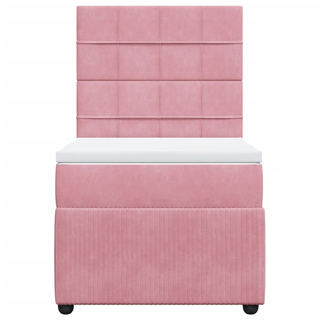 Boxspring met matras fluweel roze 80x200 cm