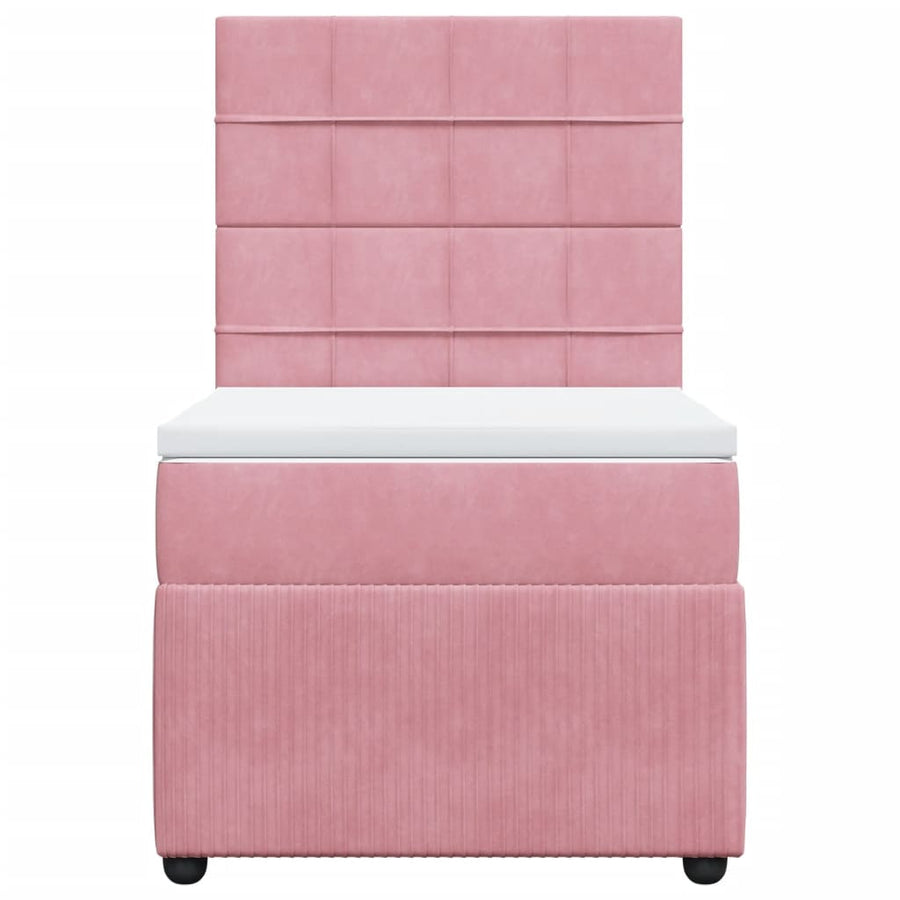 Boxspring met matras fluweel roze 80x200 cm