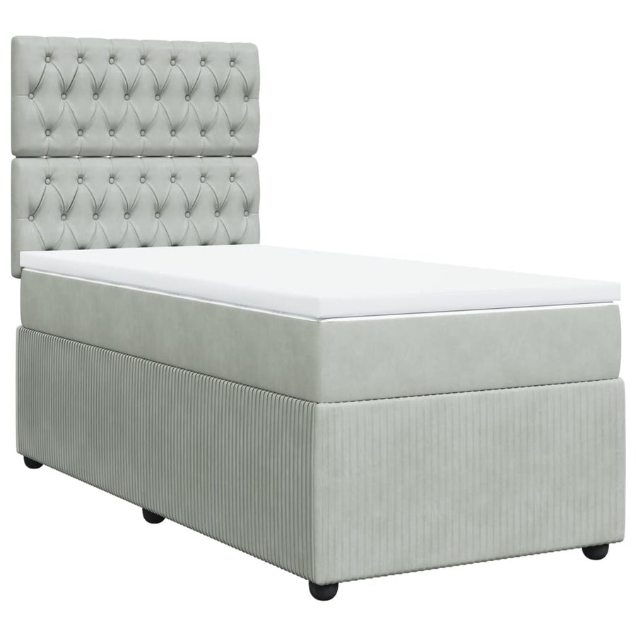 Boxspring met matras fluweel lichtgrijs 80x200 cm