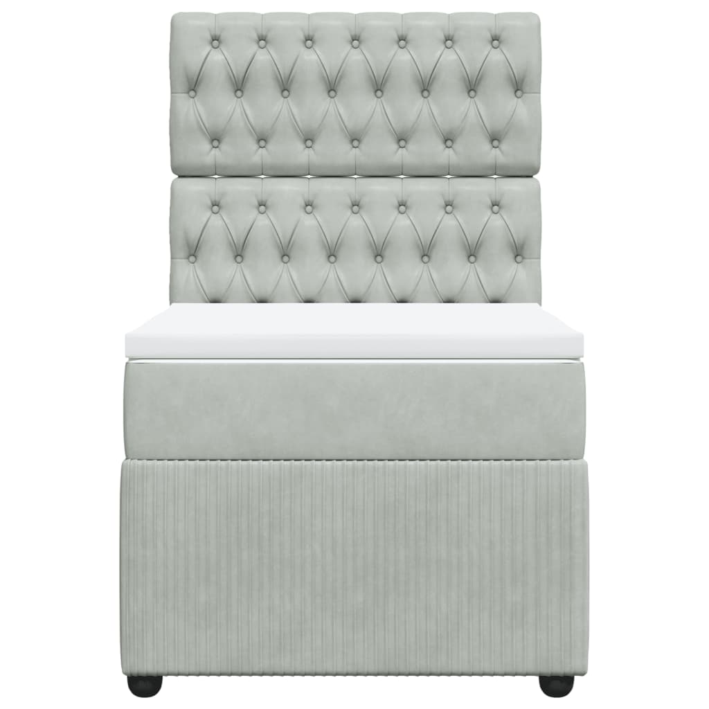 Boxspring met matras fluweel lichtgrijs 80x200 cm