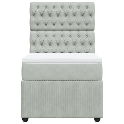 Boxspring met matras fluweel lichtgrijs 80x200 cm