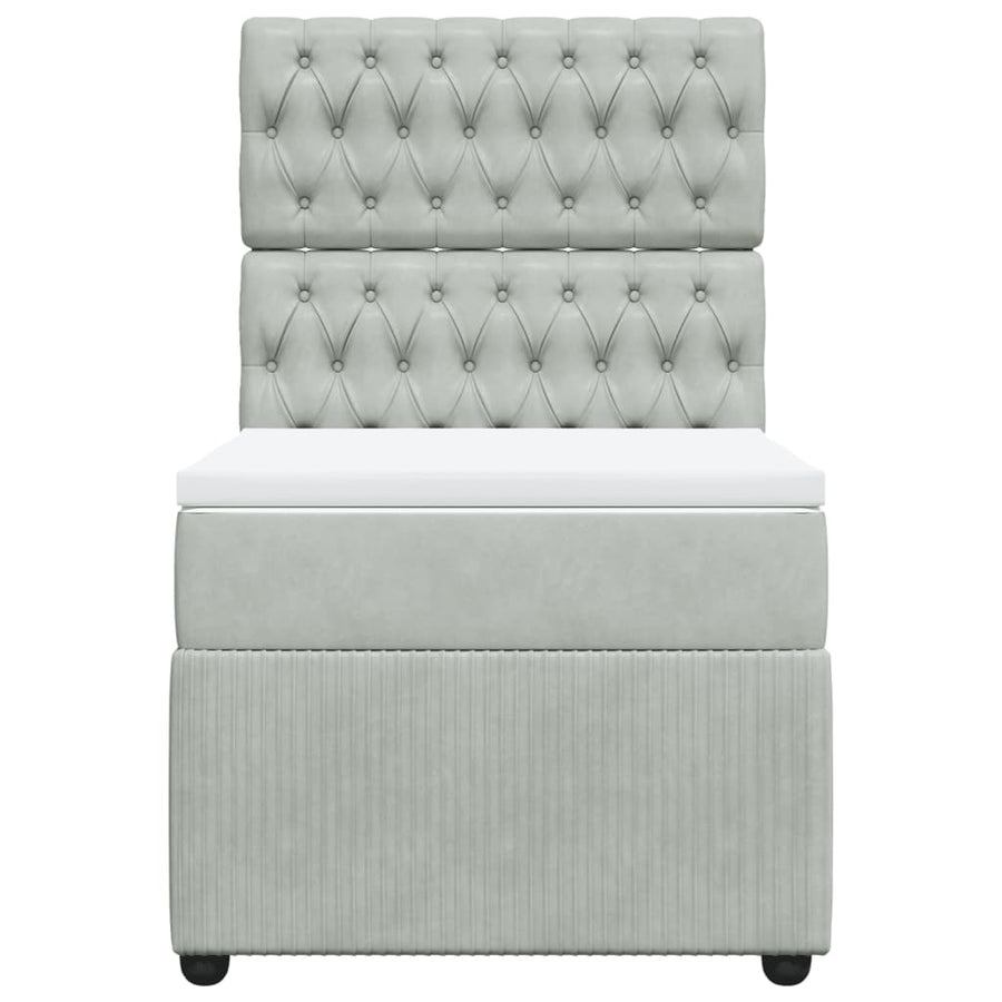 Boxspring met matras fluweel lichtgrijs 80x200 cm