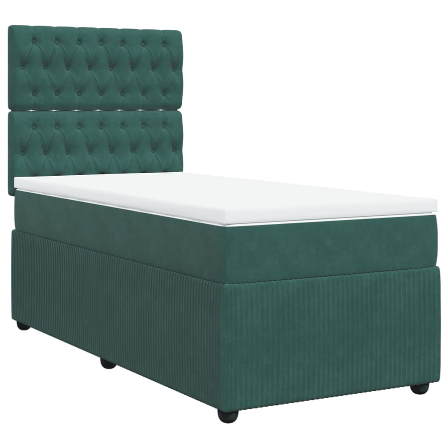 Boxspring met matras fluweel donkergroen 80x200 cm
