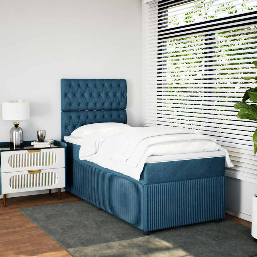 Boxspring met matras fluweel donkerblauw 80x200 cm