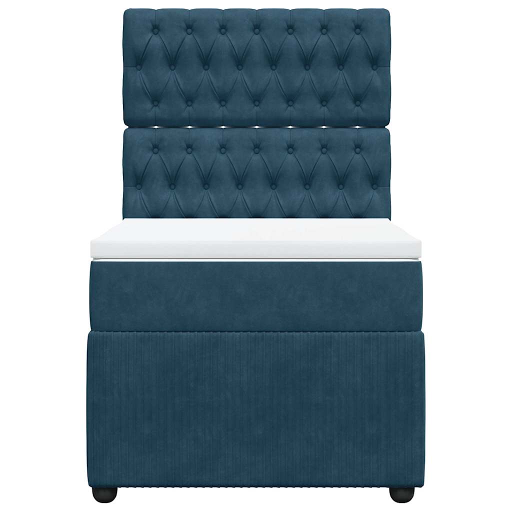 Boxspring met matras fluweel donkerblauw 80x200 cm