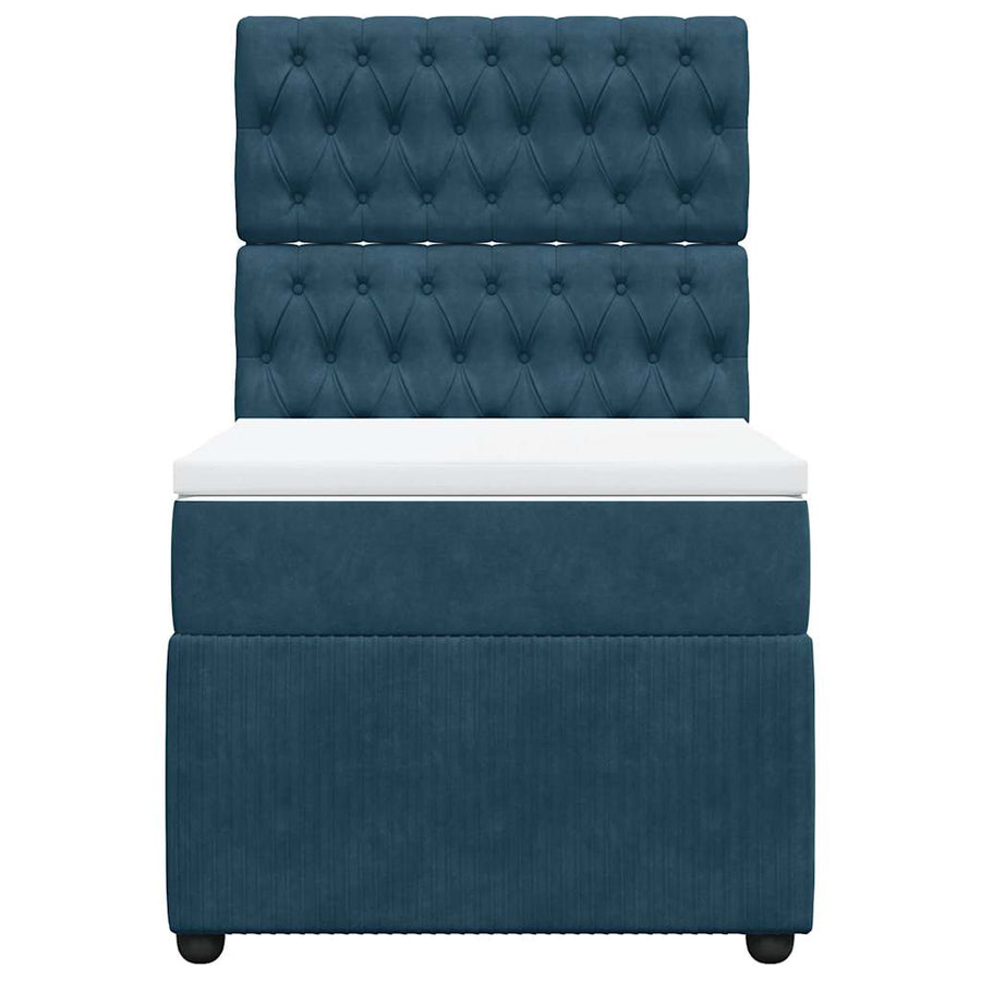 Boxspring met matras fluweel donkerblauw 80x200 cm
